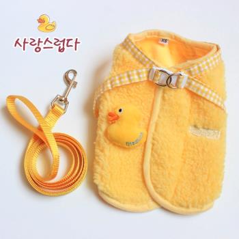 寵物狗狗衣服吉娃娃比熊泰迪棉背心馬甲加絨厚保暖秋冬裝帶牽引繩
