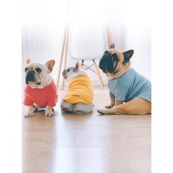 寵物狗狗兩腳衣服寵物四季巴哥泰迪法鬥犬T恤水果純棉純色打底衫