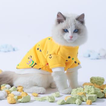 小貓咪SMILE層次感T恤布偶金吉拉英短暹羅貓咪舒適衣寵物春秋季裝