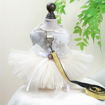 帶牽引扣狗狗裙子比熊博美泰迪貓咪寵物衣服公主風蓬蓬裙蛋糕裙