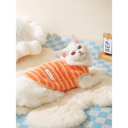 帶牽引環小貓咪衣服冬季寵物貓貓布偶貓藍貓暹羅冬裝防掉毛秋冬款
