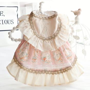 狗狗洛麗塔公主裙衣服春夏薄款連衣裙手作小型犬Lolita雪納瑞貓咪