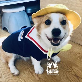 小B崽自制 超可愛日系娃娃領刺繡寵物水手服實用袖口柯基柴犬衣服