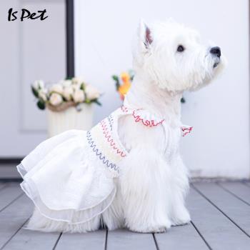 ISPET 寵物狗衣服夏裝連身裙全棉泰迪比熊小型犬可愛公主裙蓬蓬裙