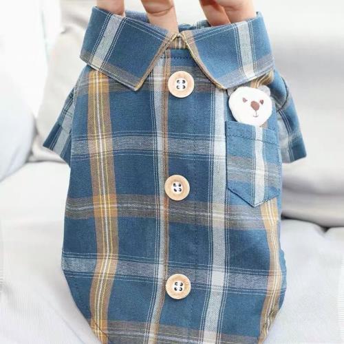春夏款寵物衣服小型犬狗狗衣服襯衫泰迪比熊博美貴賓口袋格衫薄款