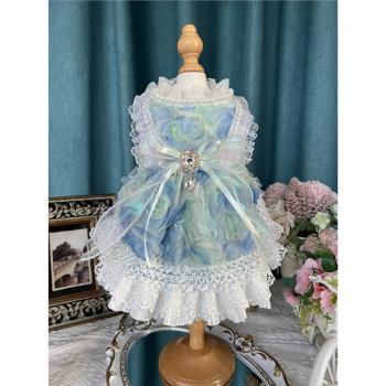 原創手工花瓣裙寵物狗衣服貓咪兔子禮服博美泰迪比熊高階面料裙子