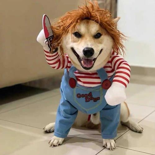 Cosplay惡搞狗狗衣服站立裝寵物拿刀變身裝致命娃娃裝中小型犬
