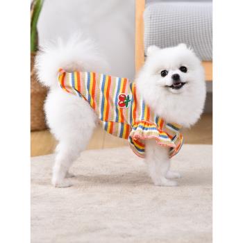 狗狗貓咪衣服夏季薄款寵物夏裝泰迪比熊博美條紋小型幼犬可愛裙子