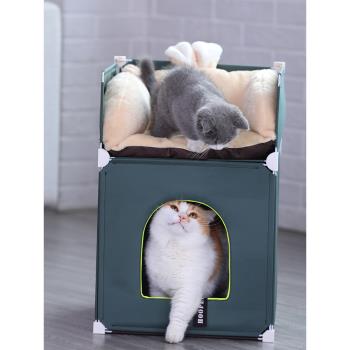貓窩夏季降溫室內貓屋封閉式貓咪房子夏天寵物用品貓貓墊子睡覺用
