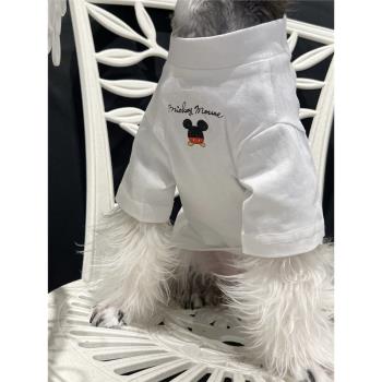 寵物親子裝兩色短袖夏季純棉米奇T恤大型犬狗狗衣服金毛泰迪比熊