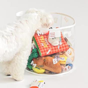 INS韓國PVC加厚寵物狗狗貓咪玩具收納筐 零食玩具雜物手提收納箱