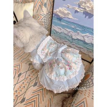 寵物女僕裝蕾絲花邊碎花粉色貓咪衣服狗狗衣服連衣裙馬爾濟斯博美