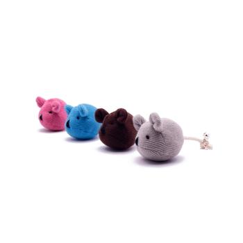 寵物貓咪玩具鈴鐺毛線球藍紅色老鼠貓自嗨啃咬英短布偶貓套裝用品