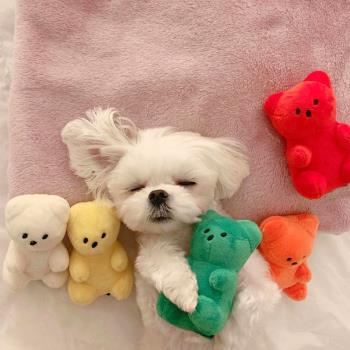 ins韓國狗狗玩具解悶神器磨牙耐咬寵物陪睡小型犬毛絨發聲玩具
