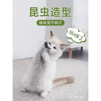 afp昆蟲逗貓棒貓玩具自嗨解悶羽毛替換頭寵物小貓咪消耗體力用品