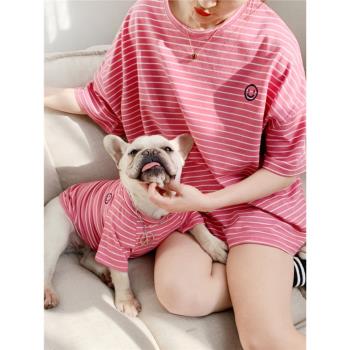 夏季狗狗薄款衣服泰迪新年親子裝小型犬柯基法鬥貓咪潮牌兩腳衣