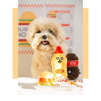 韓國原單寵物發聲玩具蜂蜜芥末醬可樂瓶煎蛋中小型犬可愛美食玩具