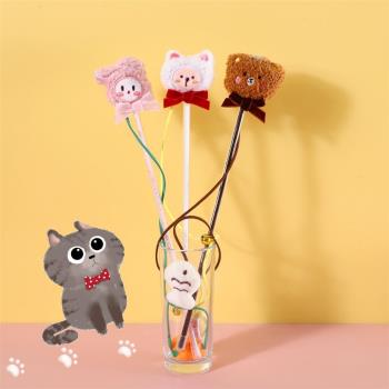 逗貓棒寵物貓咪毛絨卡通發聲鈴鐺仙女逗貓桿可愛熊寵物互動玩具