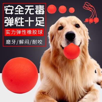狗狗訓練橡膠球狗玩具實心彈力球耐咬磨牙解悶金毛犬寵物結繩玩具