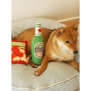 狗狗發聲玩具啤酒薯片可樂零食bb叫寵物毛絨解悶耐咬磨牙自嗨玩具
