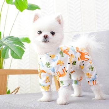 小狗狗衣服四腳夏季薄款居家睡衣透氣泰迪雪納瑞寵物小型幼犬夏裝