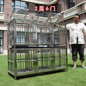 不銹鋼折疊狗籠子雙層兩層三層多層組合子母籠小型犬寵物店寄養籠