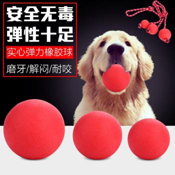 寵物狗狗玩具球耐幼犬咬磨牙橡膠實心穿繩訓練球逗狗彈力球小紅球
