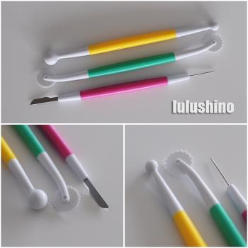 三色多用工具筆 烘焙翻糖造型筆 基礎雙頭功能筆 3支裝 排氣針