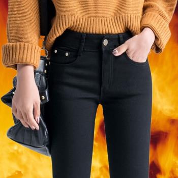 2019 New winter warm women fashion jeans feet pencil pants