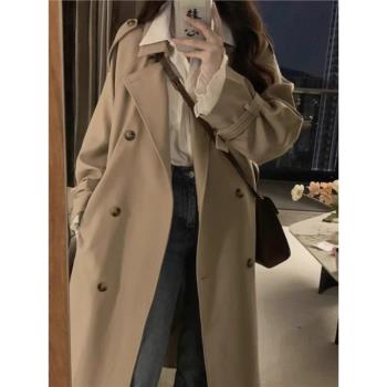 今年流行風衣外套女2023春秋季新款高階感英倫風小個子中長款大衣