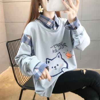 polo秋冬大碼女裝寬松加厚假兩件