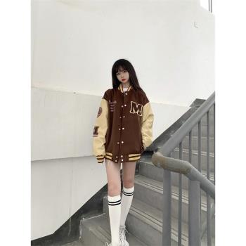 vintage復古春秋裝學生棒球服