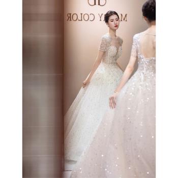 重工婚紗2023新款新娘主紗高階感小個子結婚禮服奢華大碼拖尾法式