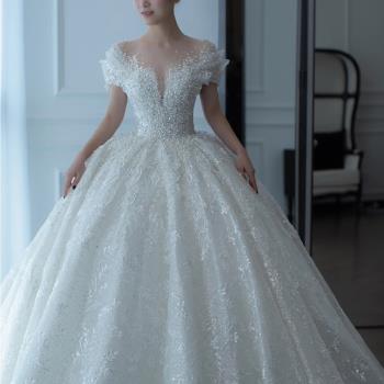 法式婚紗女2023新款新娘主紗小個子超級重工結婚迎賓禮服高級質感