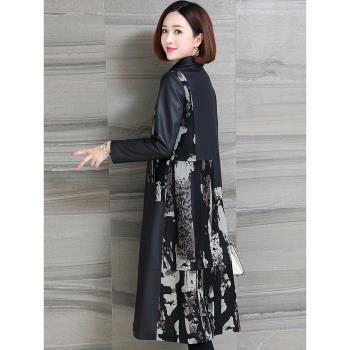 中長款羽絨服翻領韓版真皮皮衣