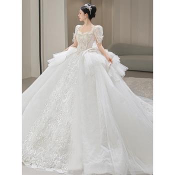 婚紗禮服2023新款新娘主紗輕奢高端拖尾超級重工高級質感法式復古