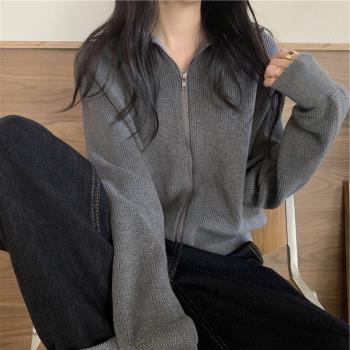 秋季韓版顯瘦氣質拉鏈長袖毛衣
