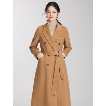 駝色雙面羊絨大衣女冬裝中長款羊毛大衣高階氣質雙面呢大衣外套