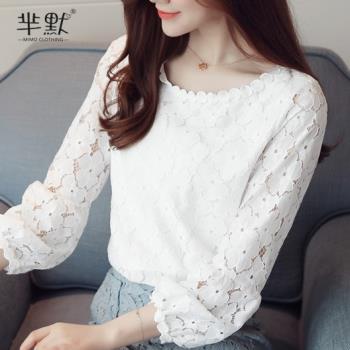時尚新款韓版女士白色上衣服蕾絲