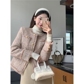 小香風2023年冬季加厚圓領羽絨服
