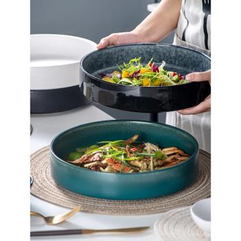 大盤子深盤北歐西餐湯盤家用好看菜盤創意個性陶瓷酸菜剁椒魚頭盤