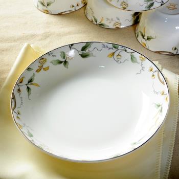 盤子菜盤家用唐山骨瓷飯盤深盤湯盤陶瓷西餐盤香榭麗舍果餐盤碟子