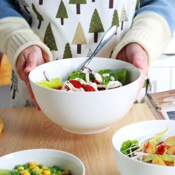 骨瓷飯碗水果沙拉碗家用陶瓷湯碗簡約白色面碗單個裝創意可愛餐具