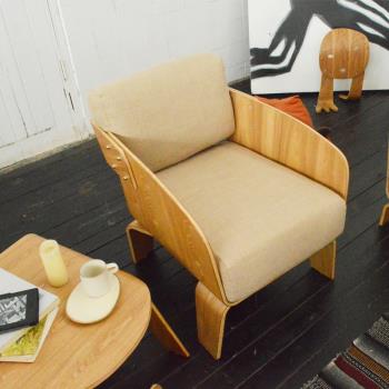 祁人設計師沙發椅北歐日式復古布藝單人沙發可拆洗小戶型客廳創意