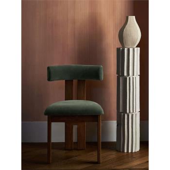 復古簡約實木餐椅 純實木軟包梳妝椅 設計師樣板房美甲椅