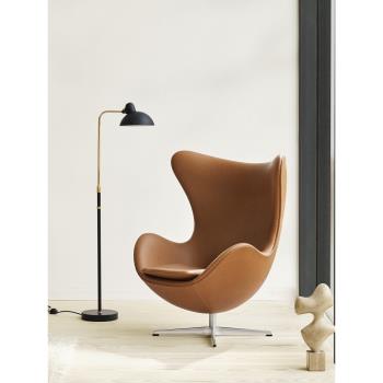 北歐真皮雞蛋椅Egg Chair極簡單人椅設計師創意婚紗影樓蛋殼椅子