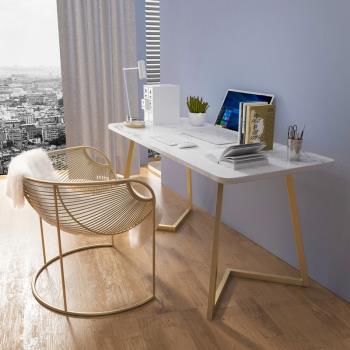 北歐大理石電腦桌現代輕奢書桌簡約臥室家用辦公桌子巖板書桌一體