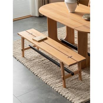 實木柏木換鞋凳長條凳侘寂風家用客廳餐椅木質長板凳1.4米原木色