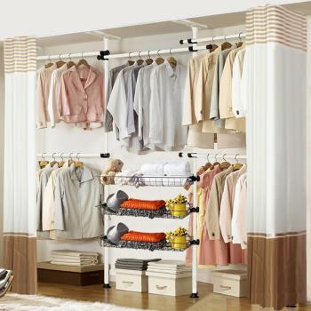 韓式簡易衣柜鋼架折疊收納布衣櫥活動布衣柜雙人大號多功能掛衣柜