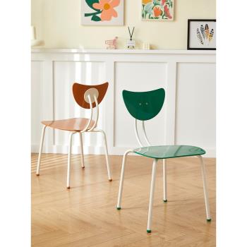 北歐創意塑料椅子成人家用網紅餐椅現代簡約靠背椅時尚鐵藝休閑椅
